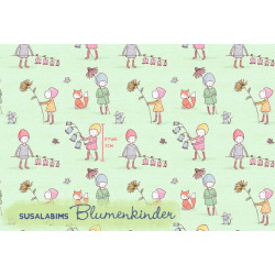 Bio Jersey Lillestoff - Blumenkinder grün